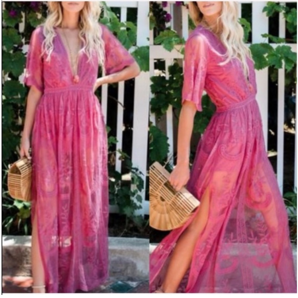Honey punch maxi lace romper